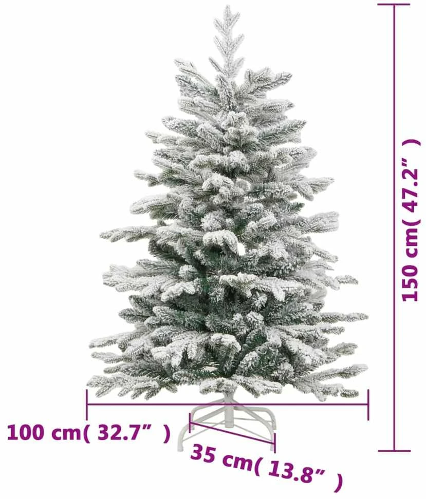 Dirbtinė eglutė su šarnyrinėmis šakomis, 150cm, dengta sniegu
