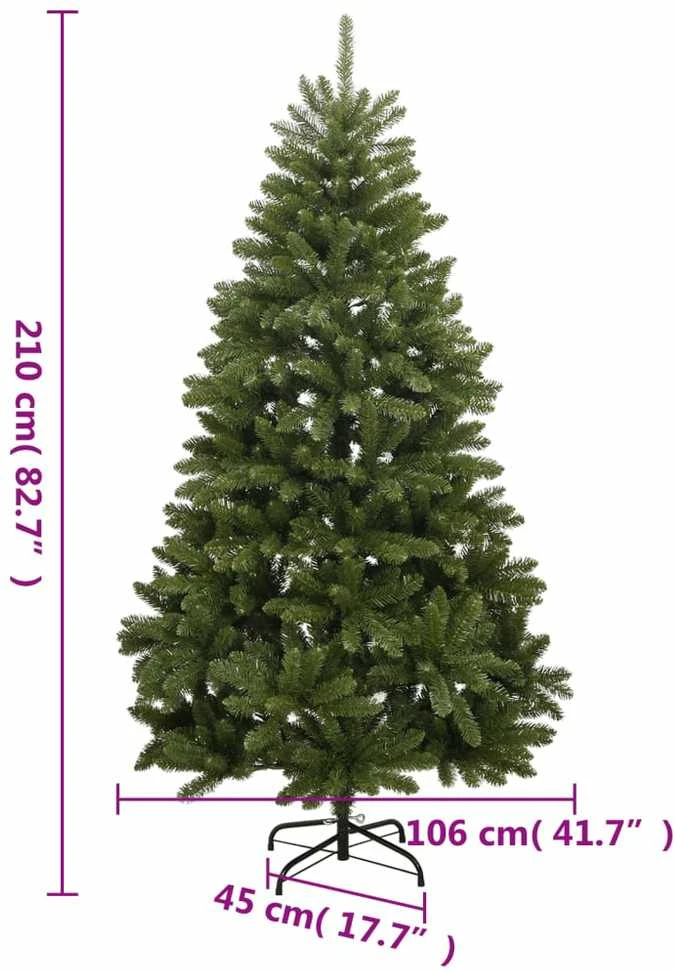 Dirbtinė eglutė su šarnyrinėmis šakomis/stovu, žalia, 210cm