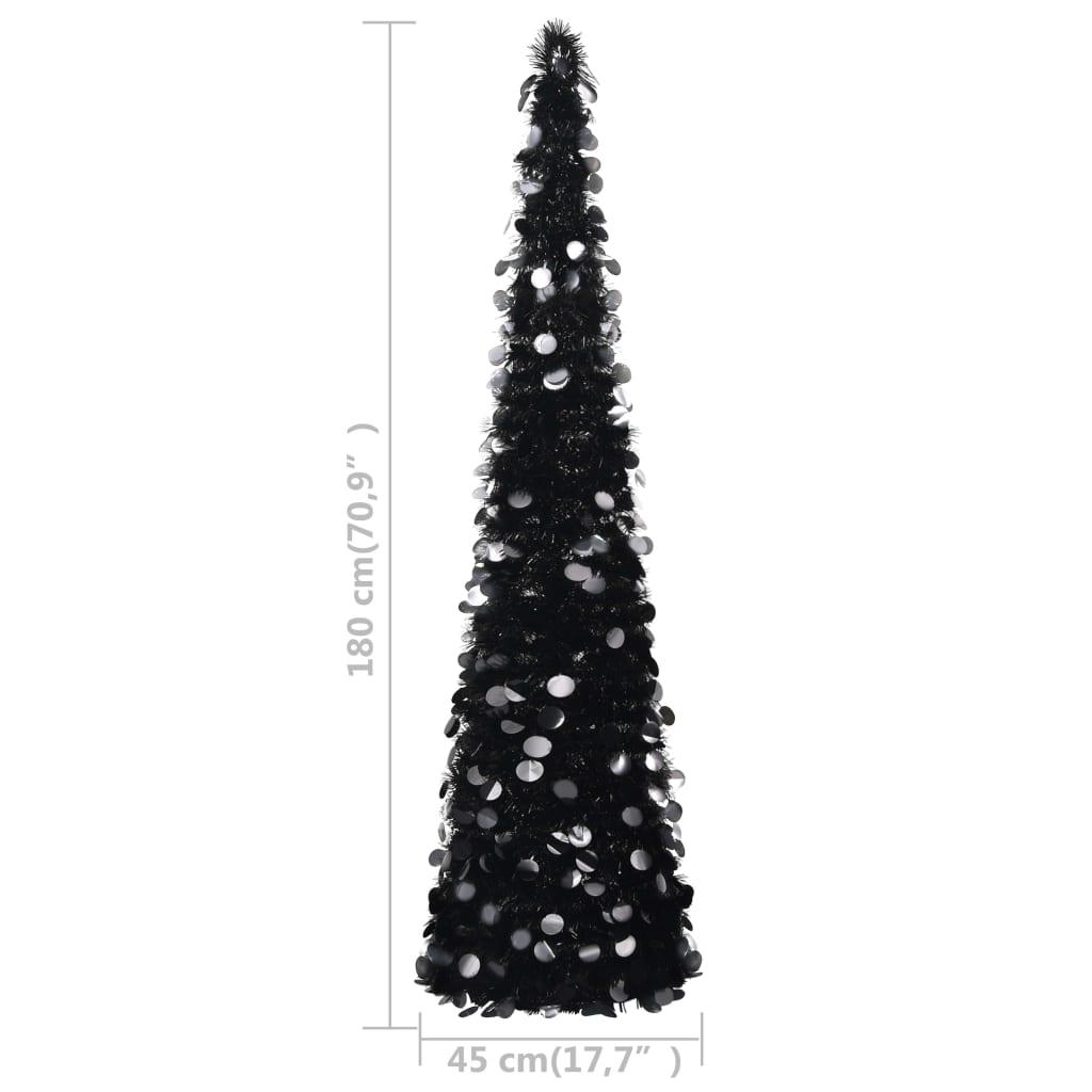 Išskleidžiama dirbtinė Kalėdų eglutė, juoda, 180cm, PET