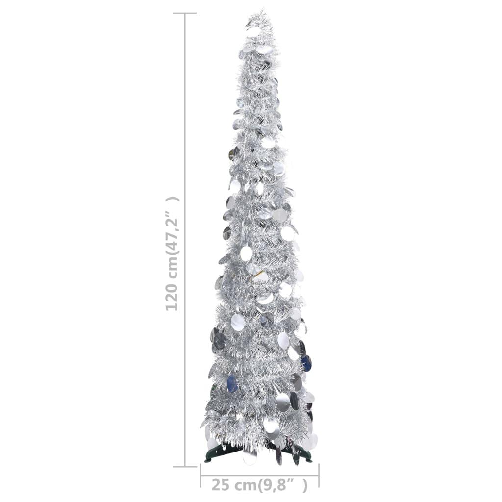 Išskleidžiama dirbtinė Kalėdų eglutė, sidabrinė, 120cm, PET