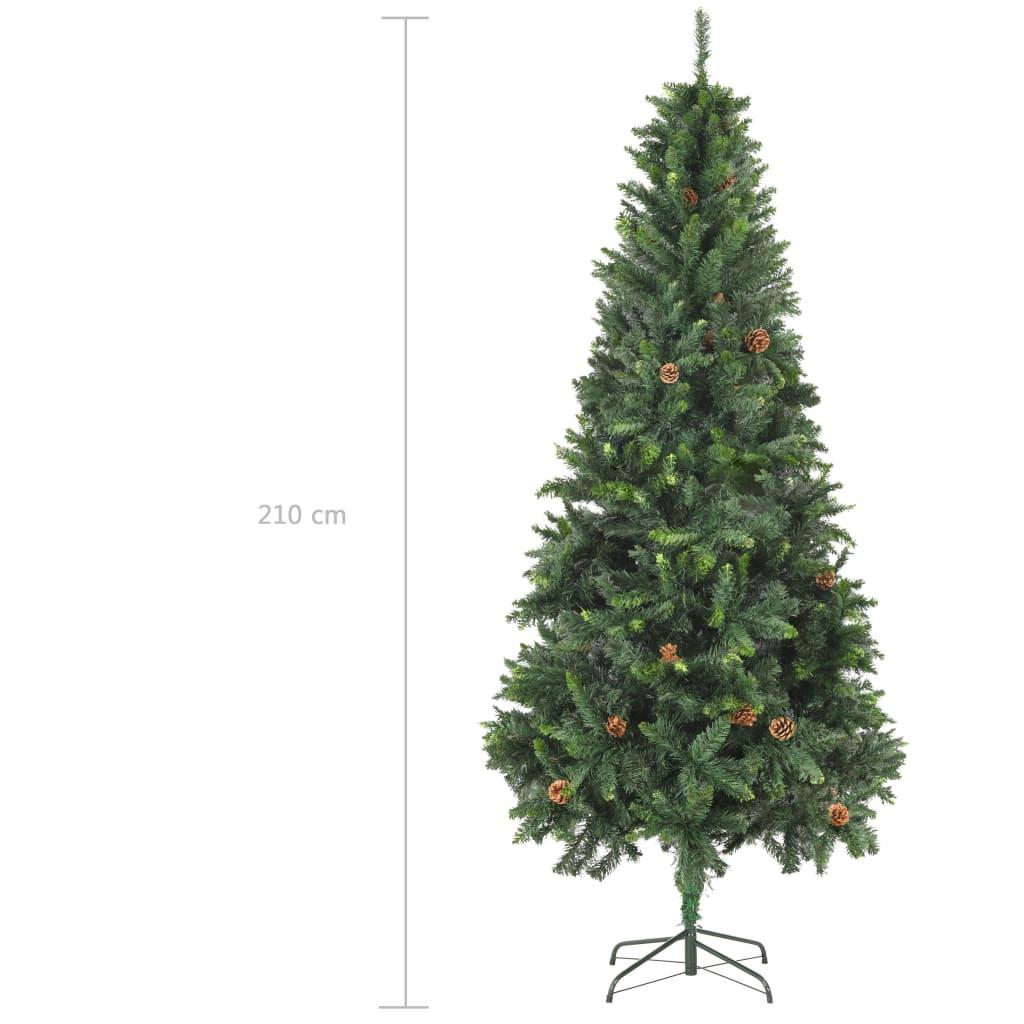 Dirbtinė Kalėdų eglutė su pušies kankorėžiais, žalia, 210cm