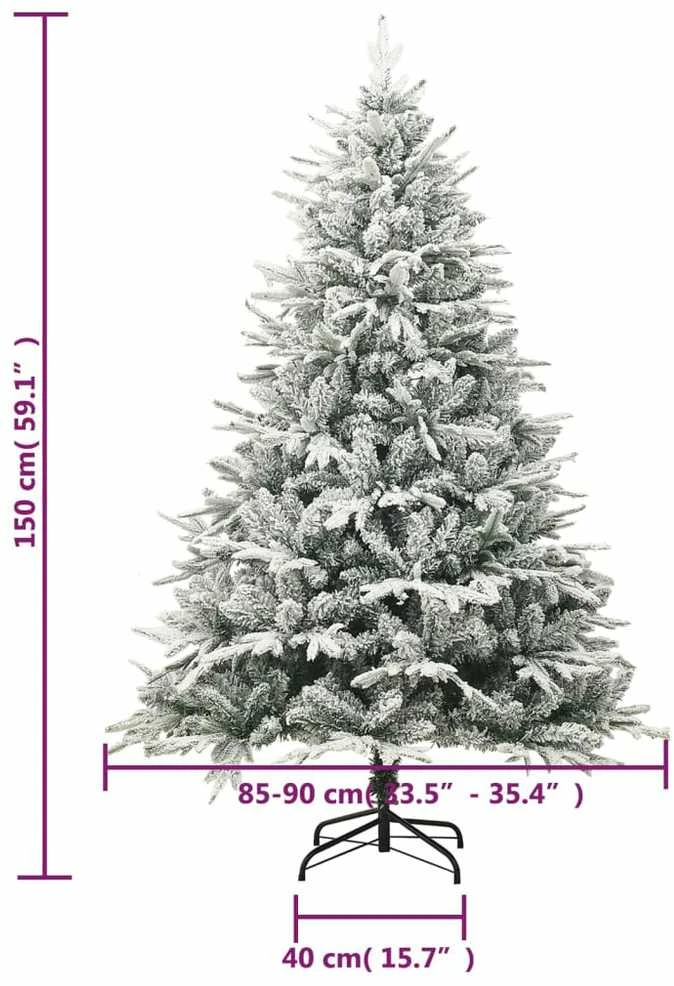 Dirbtinė Kalėdų eglutė su sniegu, žalia, 150cm, PVC ir PE