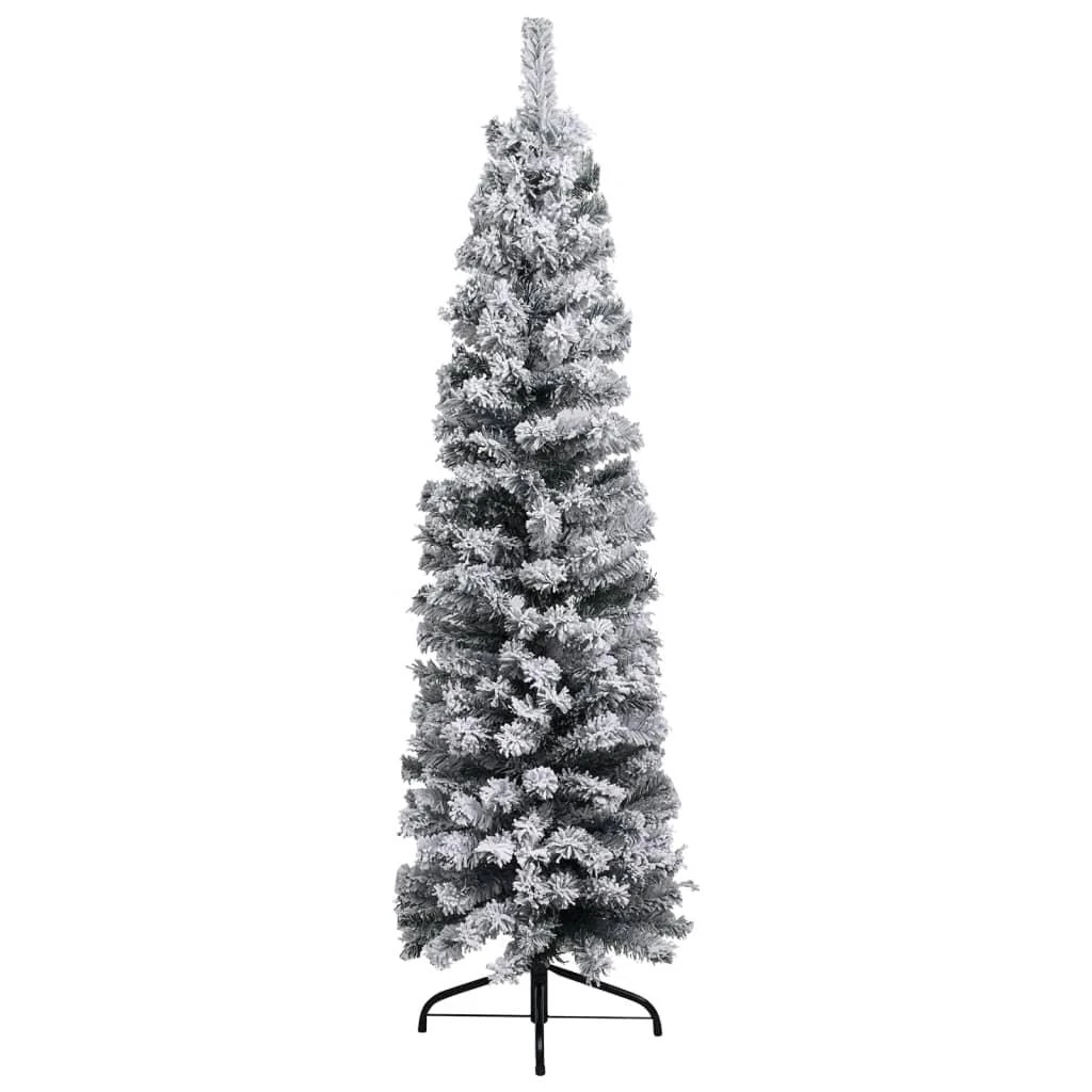 Plona dirbtinė Kalėdų eglutė su sniegu, žalia, 120cm, PVC