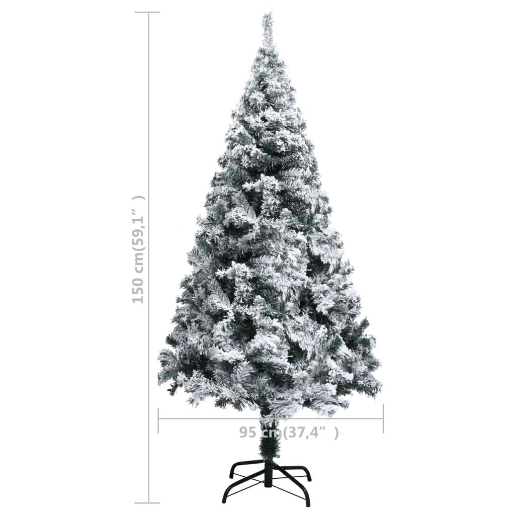 Dirbtinė Kalėdų eglutė su sniegu, žalia, 150cm, PVC