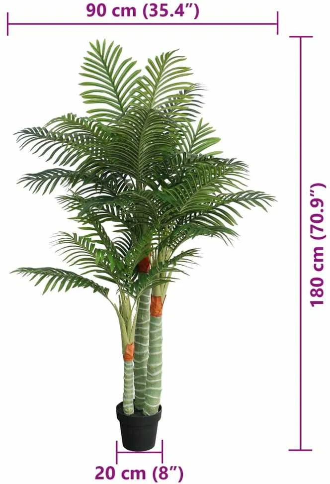 Dirbtinė palmė su trimis kamienais, žalios spalvos, 180cm, PP