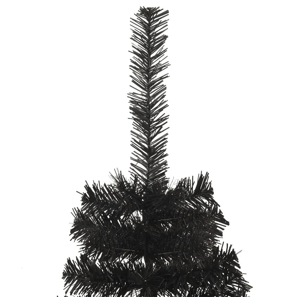 Dirbtinė pusinė Kalėdų eglutė su stovu, juoda, 120cm, PVC