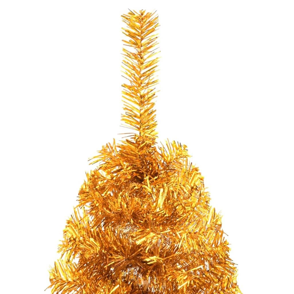 Dirbtinė pusinė Kalėdų eglutė su stovu, auksinė, 120cm, PET