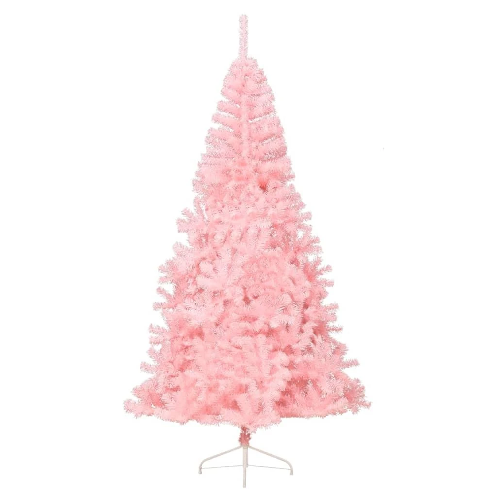 Dirbtinė pusinė Kalėdų eglutė su stovu, rožinė, 210cm, PVC