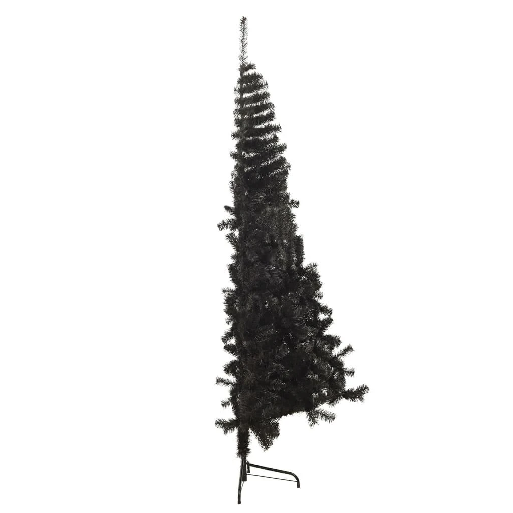 Dirbtinė pusinė Kalėdų eglutė su stovu, juoda, 150cm, PVC