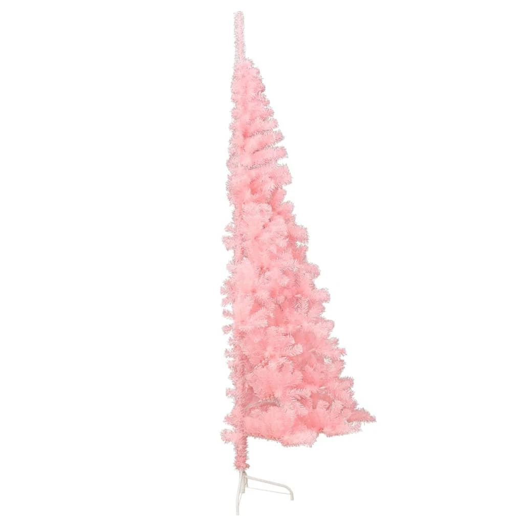 Dirbtinė pusinė Kalėdų eglutė su stovu, rožinė, 210cm, PVC