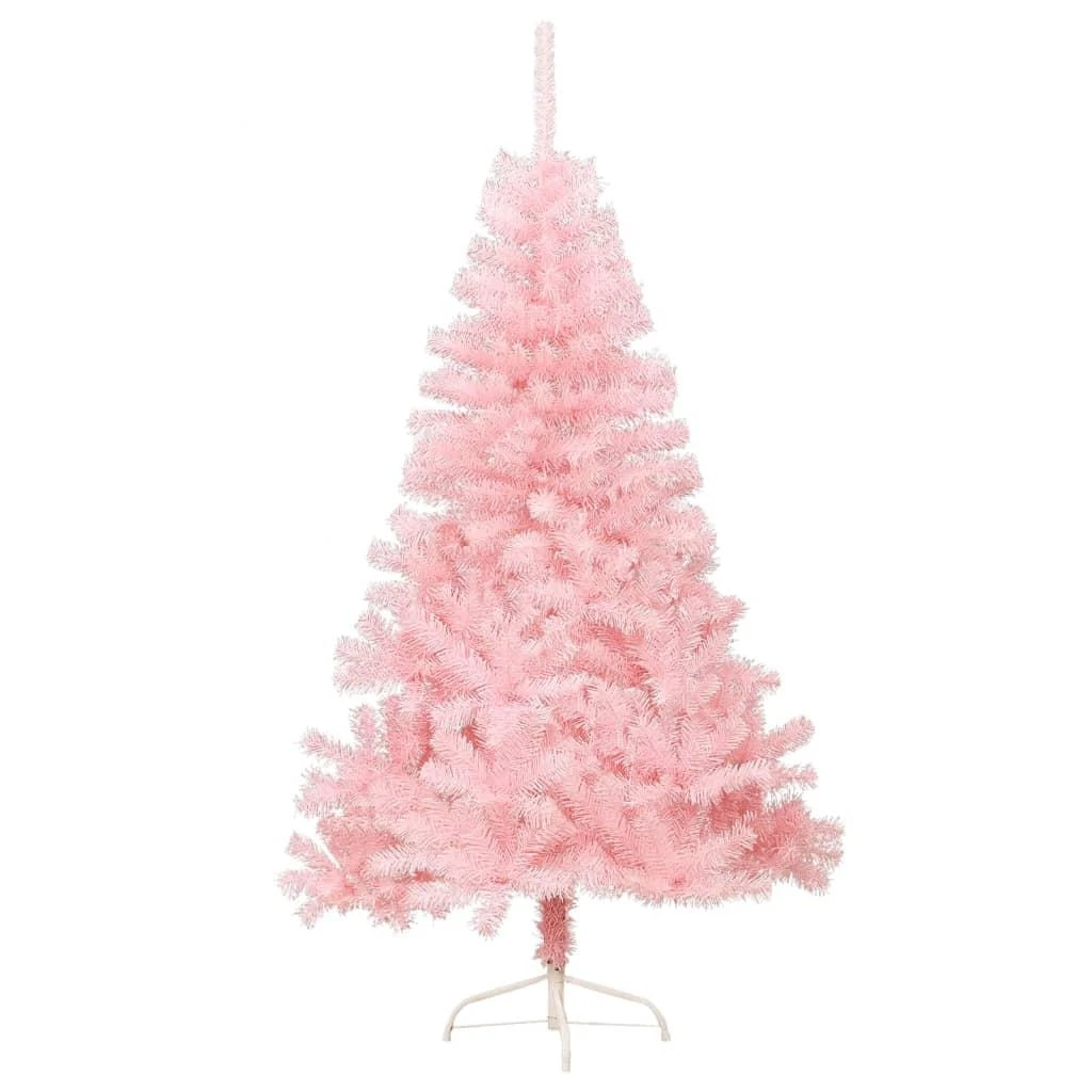 Dirbtinė pusinė Kalėdų eglutė su stovu, rožinė, 120cm, PVC