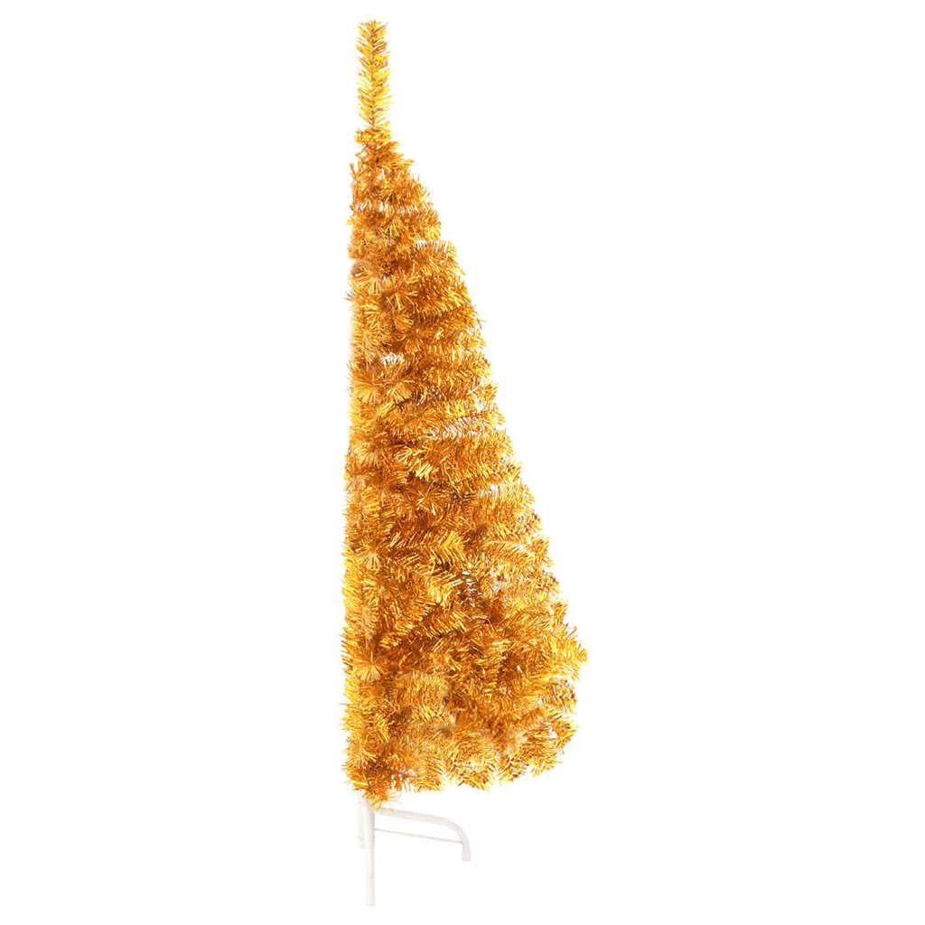 Dirbtinė pusinė Kalėdų eglutė su stovu, auksinė, 120cm, PET