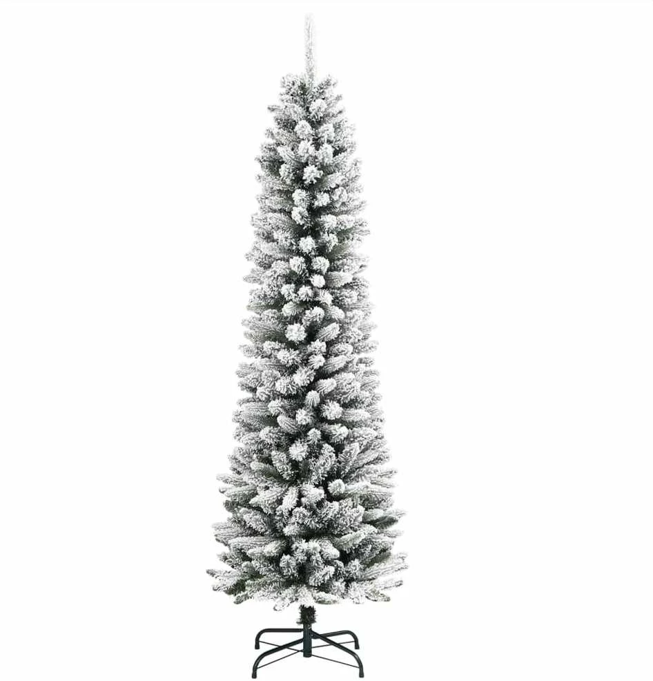 Dirbtinė siaura Kalėdų eglutė su sniegu, 150cm, PVC ir PE