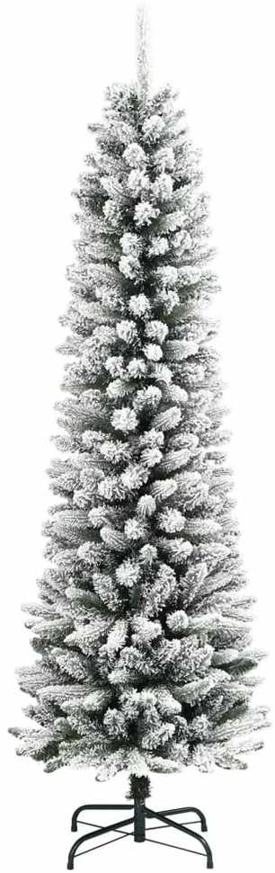 Dirbtinė siaura Kalėdų eglutė su sniegu, 180cm, PVC ir PE