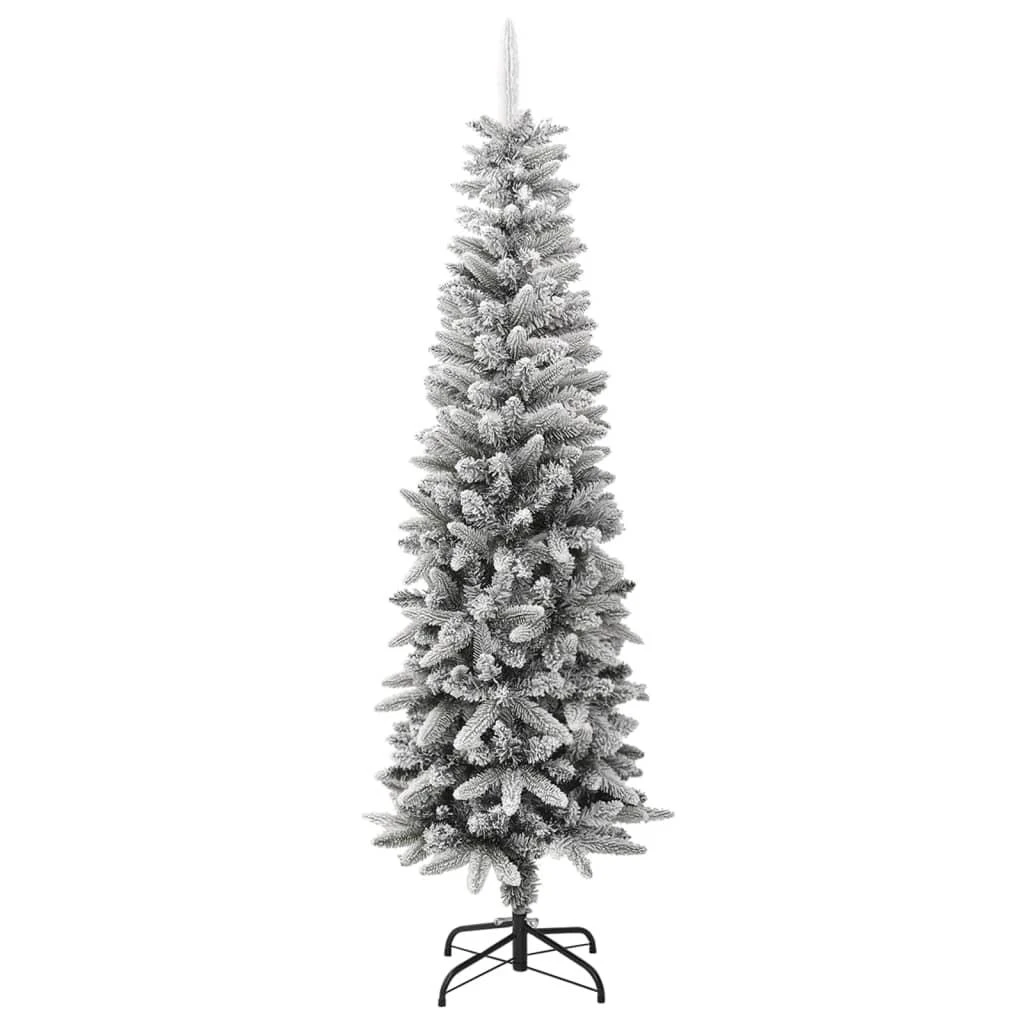 Dirbtinė siaura Kalėdų eglutė su sniegu, 180cm, PVC ir PE