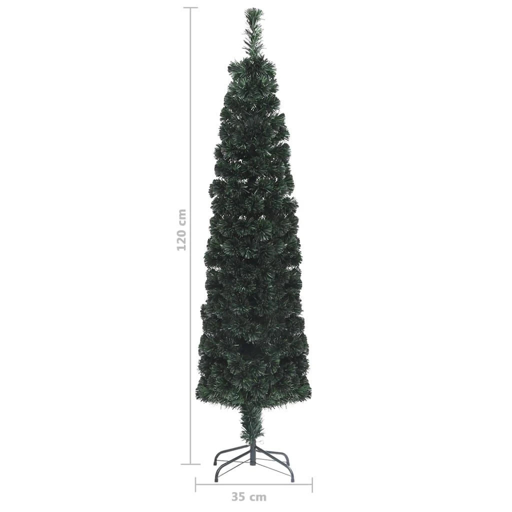 Dirbtinė siaura Kalėdų eglutė su stovu, 120cm, optinis pluoštas