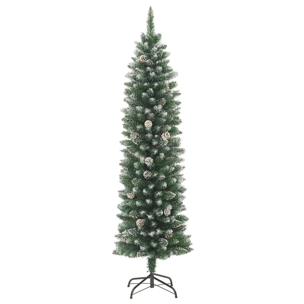Dirbtinė siaura Kalėdų eglutė su stovu, 210cm, PVC