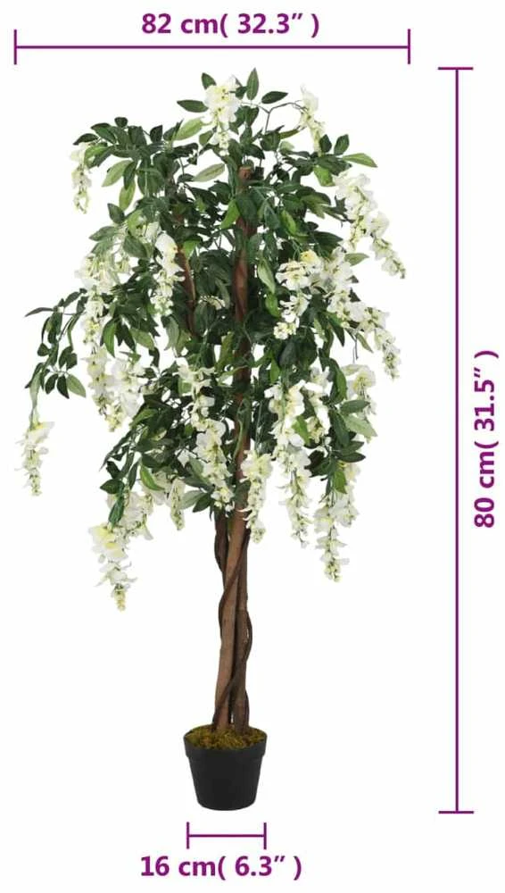 Dirbtinė visterija, žalios ir baltos spalvos, 80cm, 560 lapų