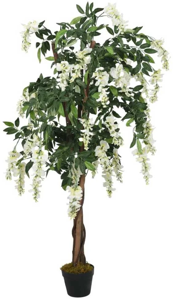 Dirbtinė visterija, žalios ir baltos spalvos, 80cm, 560 lapų