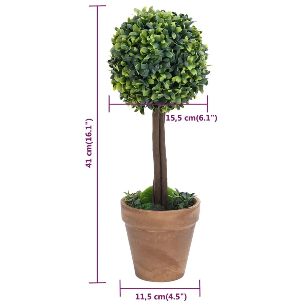 Dirbtiniai buksmedžiai vazonuose, 2vnt., žali, 41cm