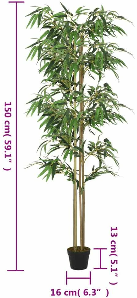 Dirbtinis bambukas, žalios spalvos, 150cm, 988 lapai