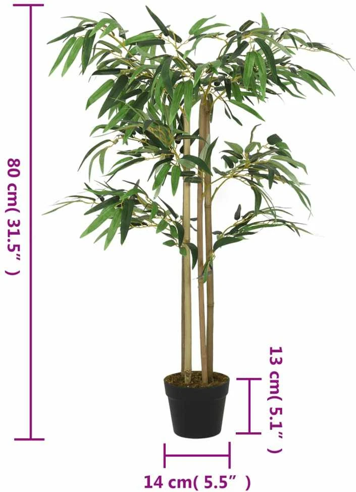 Dirbtinis bambukas, žalios spalvos, 80cm, 380 lapai