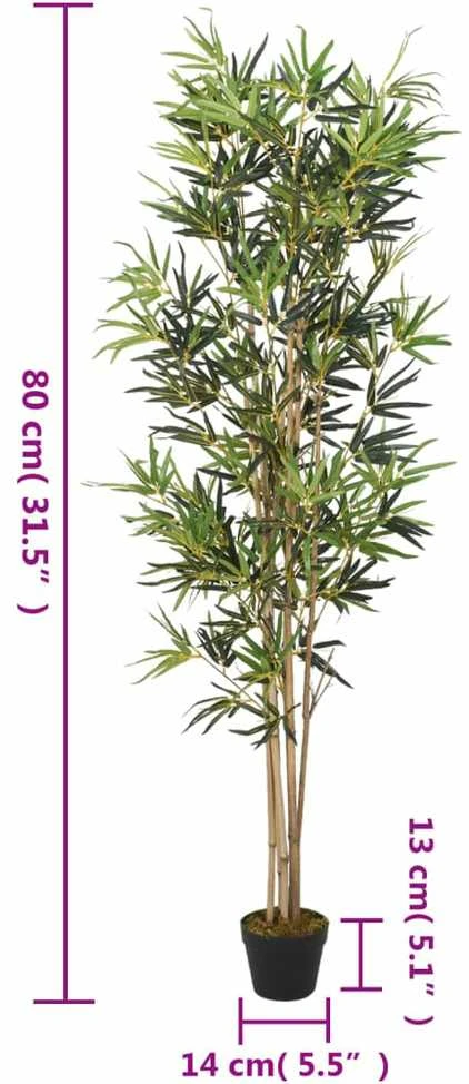 Dirbtinis bambukas, žalios spalvos, 80cm, 368 lapai