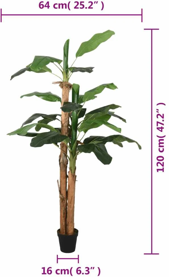 Dirbtinis bananmedis, žalios spalvos, 120cm, 9 lapai