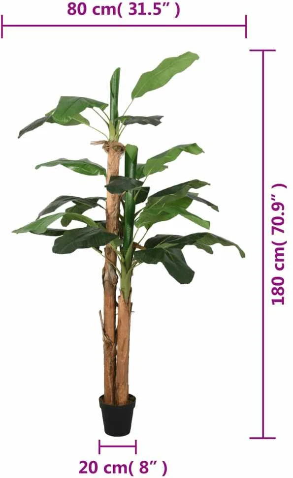 Dirbtinis bananmedis, žalios spalvos, 180cm, 19 lapai