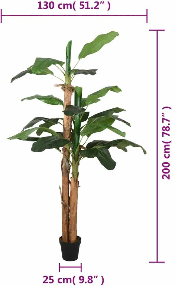 Dirbtinis bananmedis, žalios spalvos, 200cm, 22 lapai