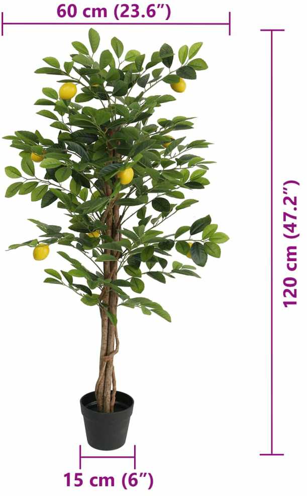Dirbtinis citrinmedis su trimis kamienais, žalias, 120cm, PP