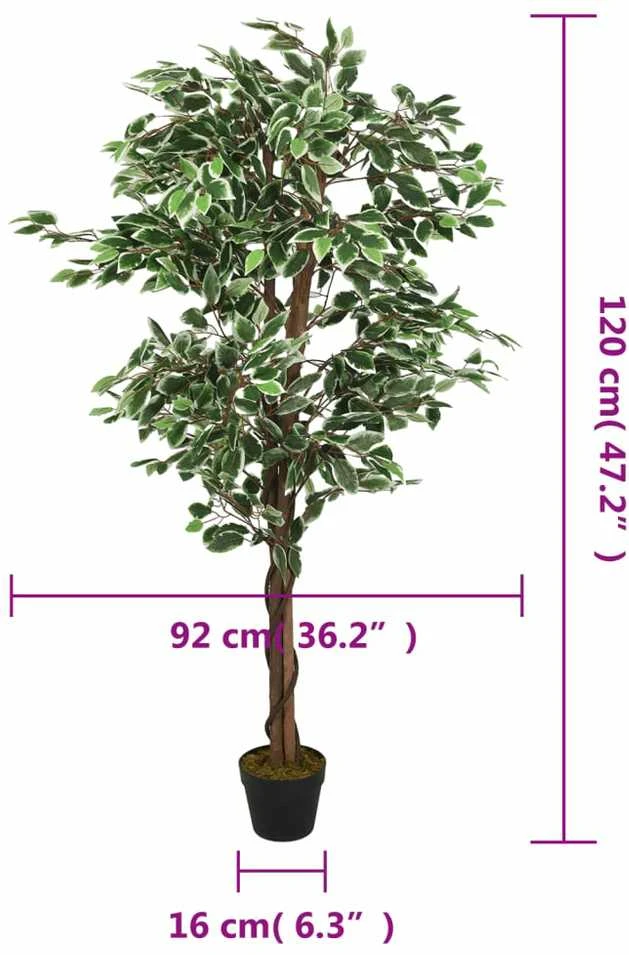 Dirbtinis fikusas, žalios spalvos, 120 cm, 630 lapai