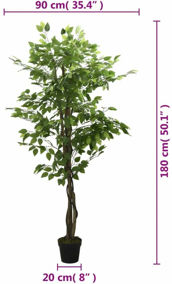 Dirbtinis fikusas, žalios spalvos, 180 cm, 1008 lapai