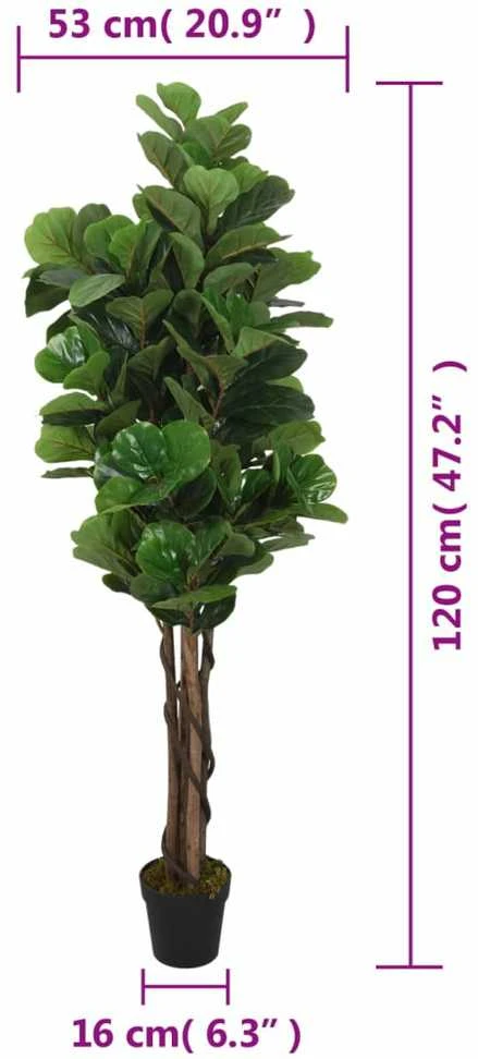 Dirbtinis lyralapis fikusas, žalios spalvos, 120cm, 134 lapai