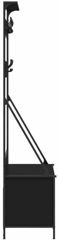 Drabužių kabykla su batų lentynomis, juoda, 100x41x184cm