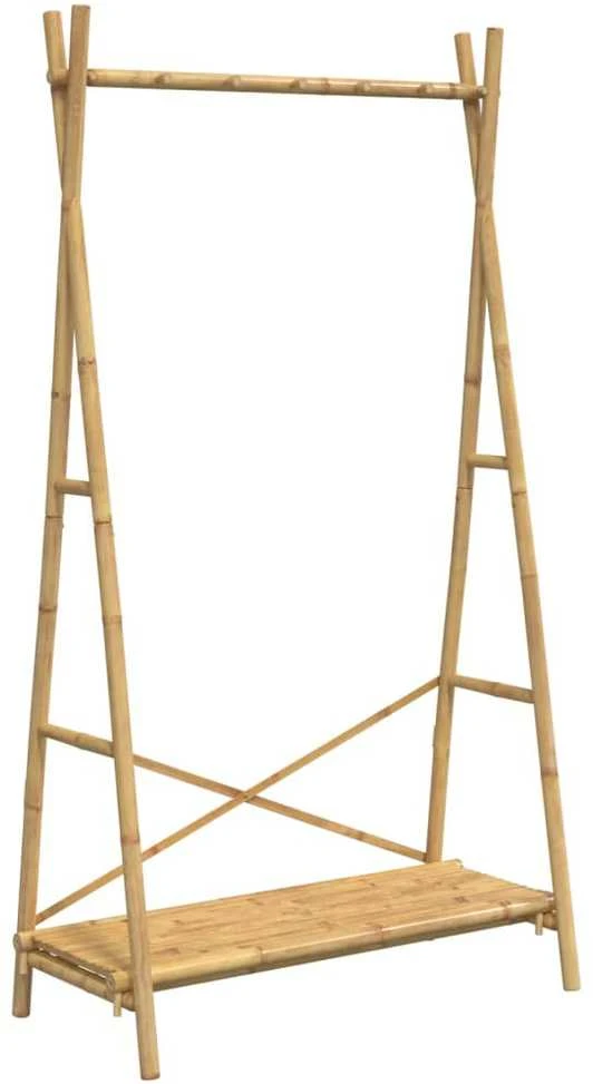 Drabužių kabykla su lentyna, 102x50x190cm, bambukas