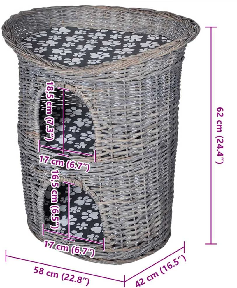 Draskyklė katėms/augintinių namelis/guolis su pagalvėle, gluosnis