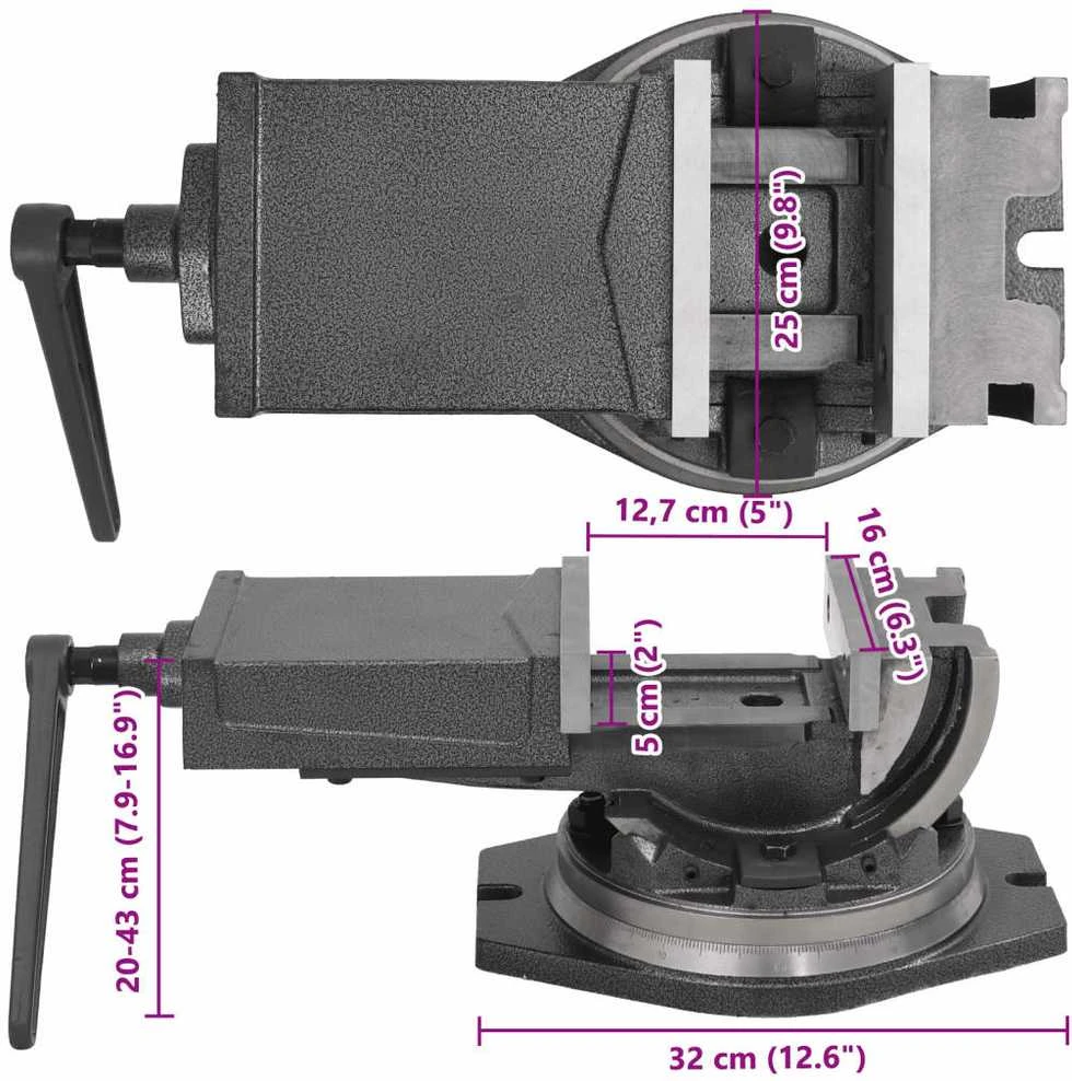 Dviejų ašių pakreipiamas spaustuvas, 160mm