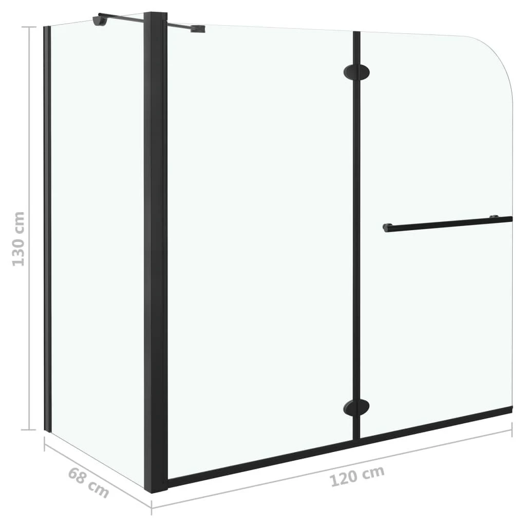 Dviguba sulankstoma dušo pertvara, juoda, 120x68x130cm, ESG