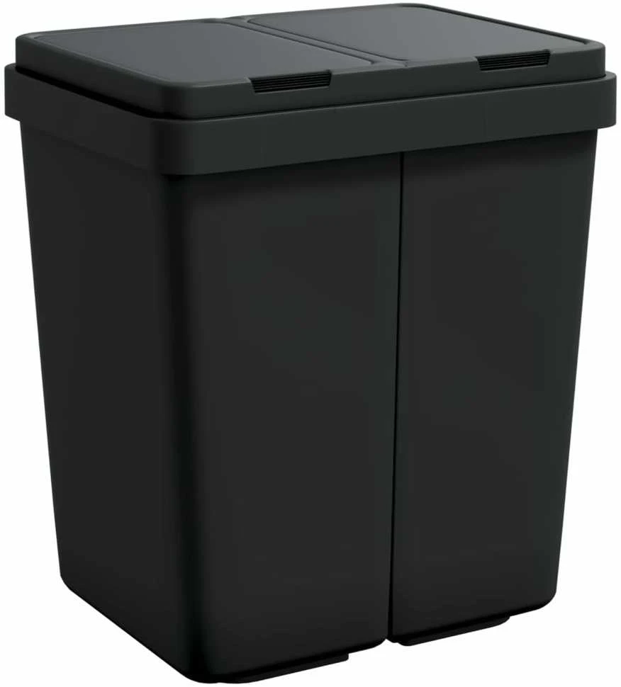 Dviguba šiukšliadėžė, antracito spalvos, 2x25l