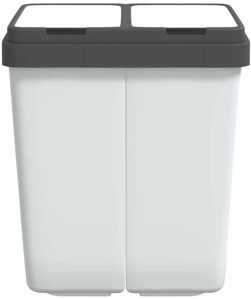 Dviguba šiukšliadėžė, baltos spalvos, 2x25l