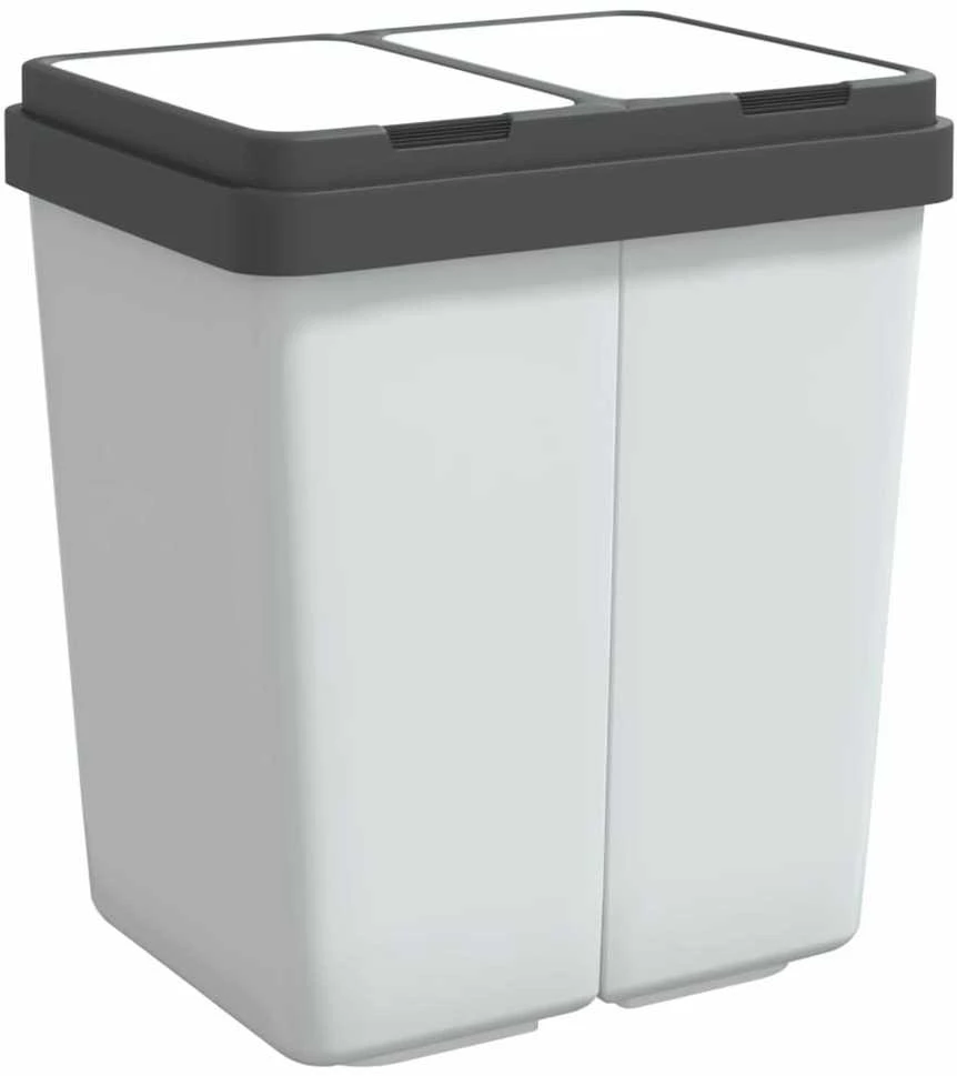 Dviguba šiukšliadėžė, baltos spalvos, 2x25l