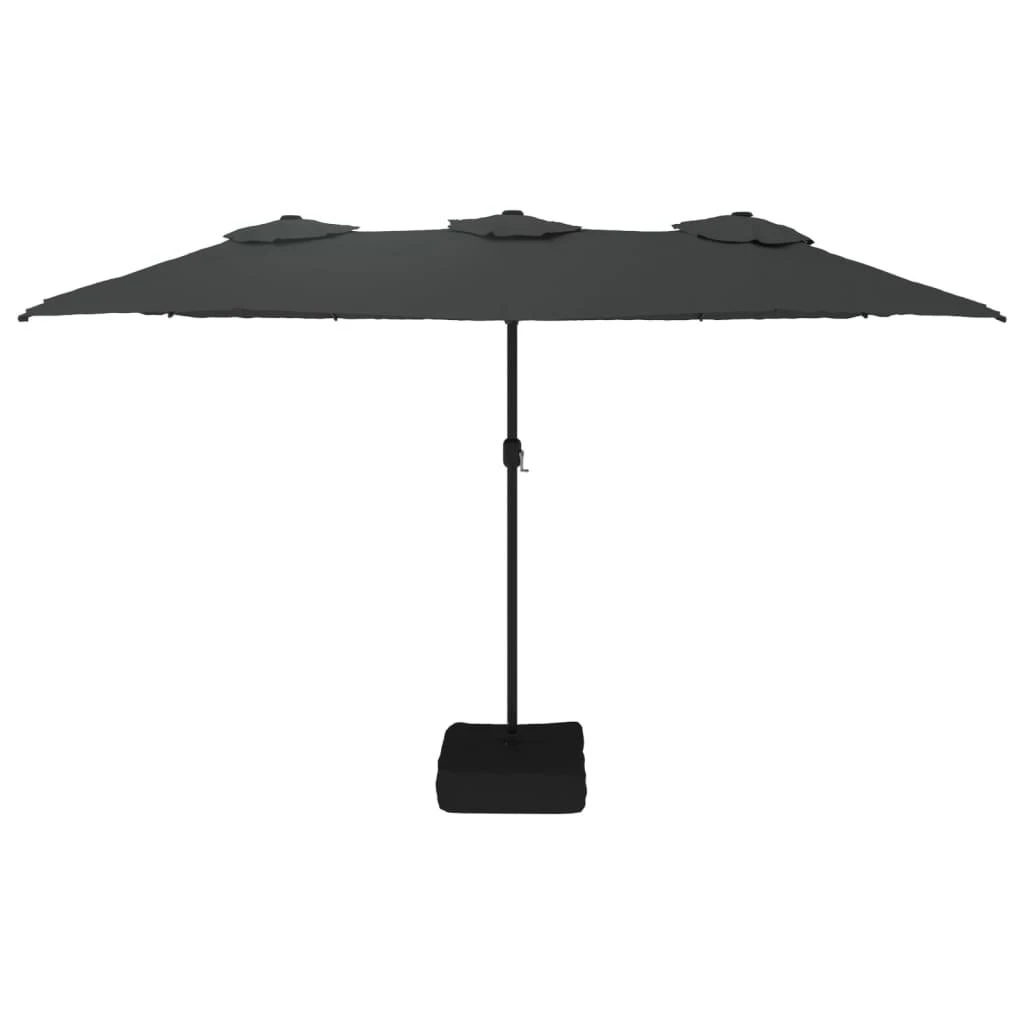 Dvigubas sodo skėtis nuo saulės su LED, antracito, 449x245cm
