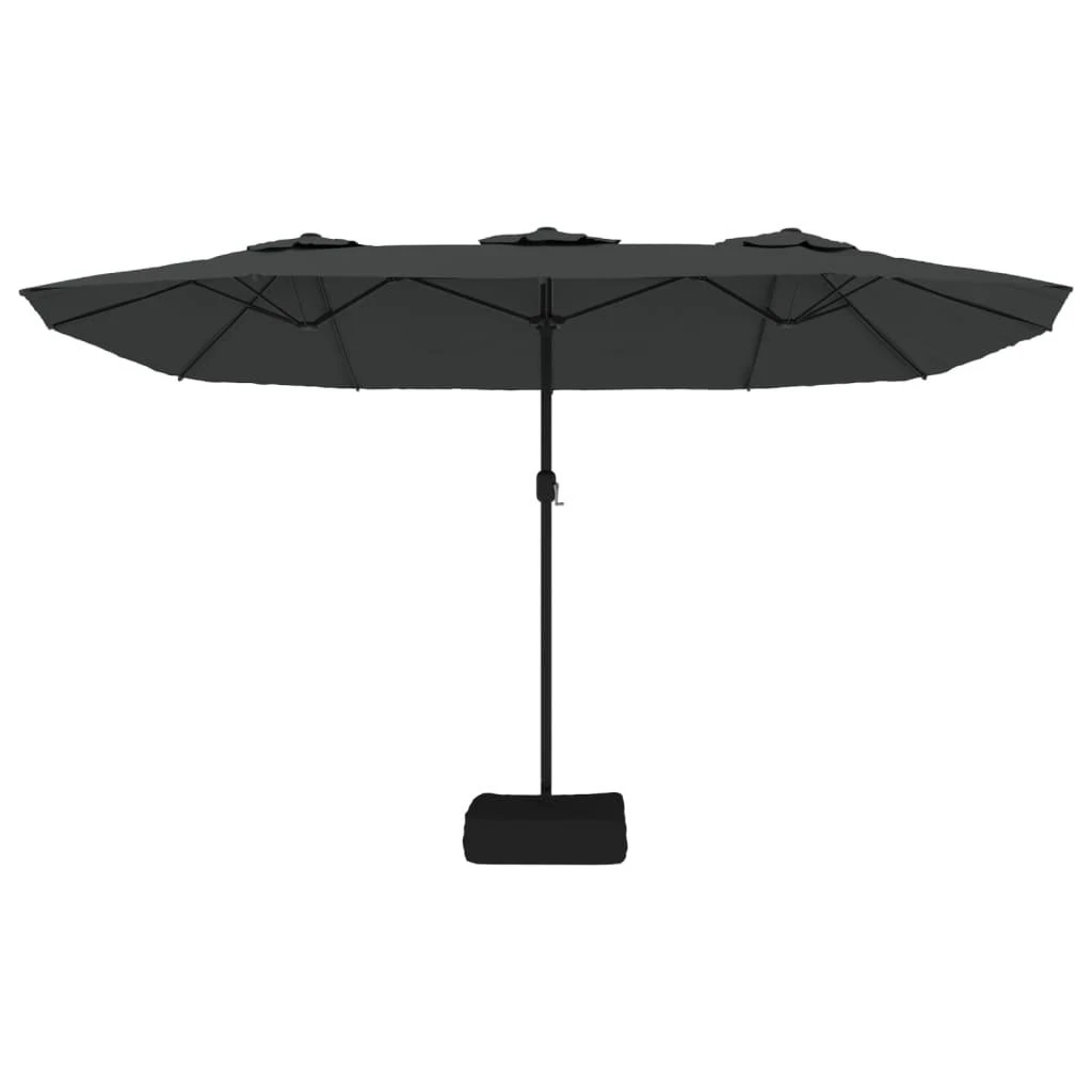 Dvigubas sodo skėtis nuo saulės su LED, antracito, 449x245cm