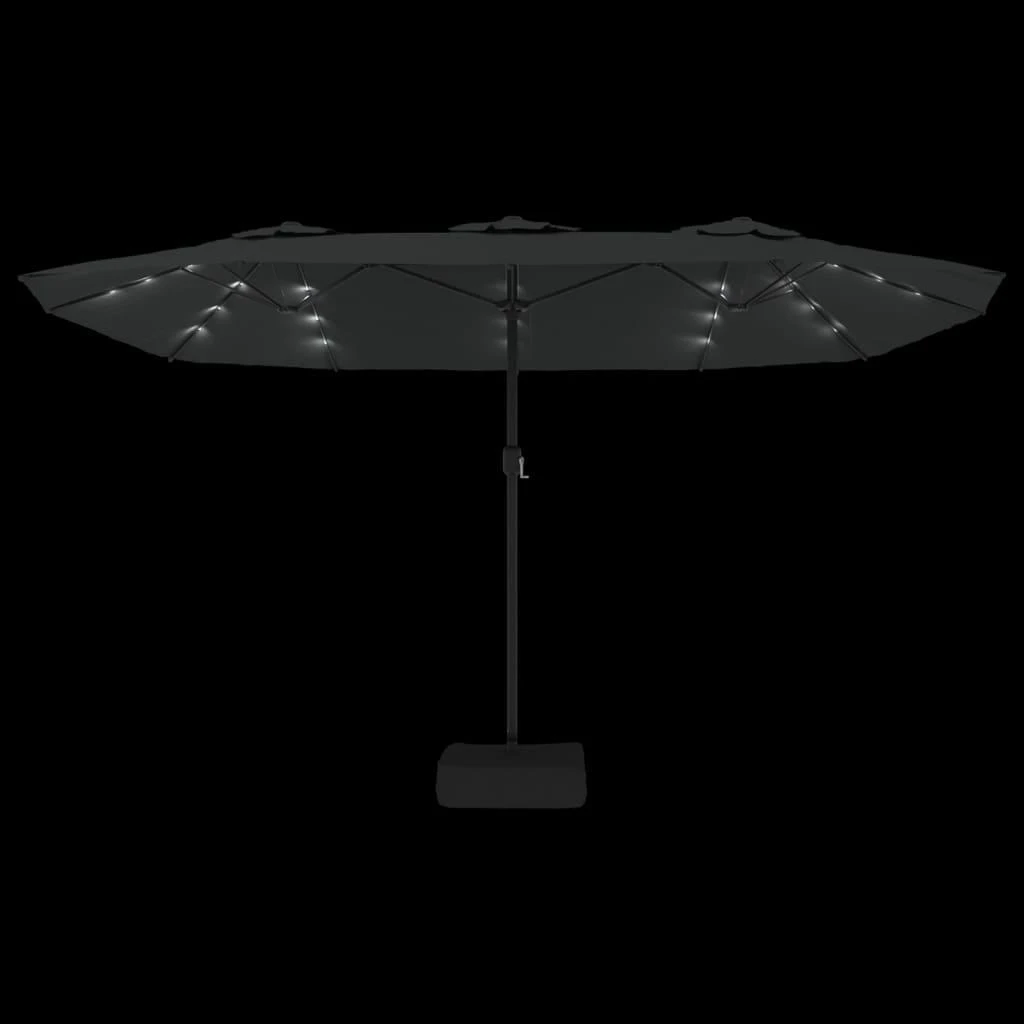 Dvigubas sodo skėtis nuo saulės su LED, antracito, 449x245cm