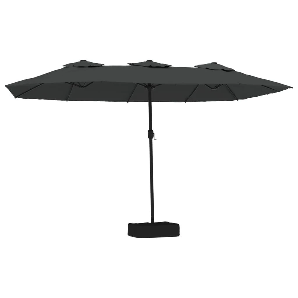 Dvigubas sodo skėtis nuo saulės su LED, antracito, 449x245cm