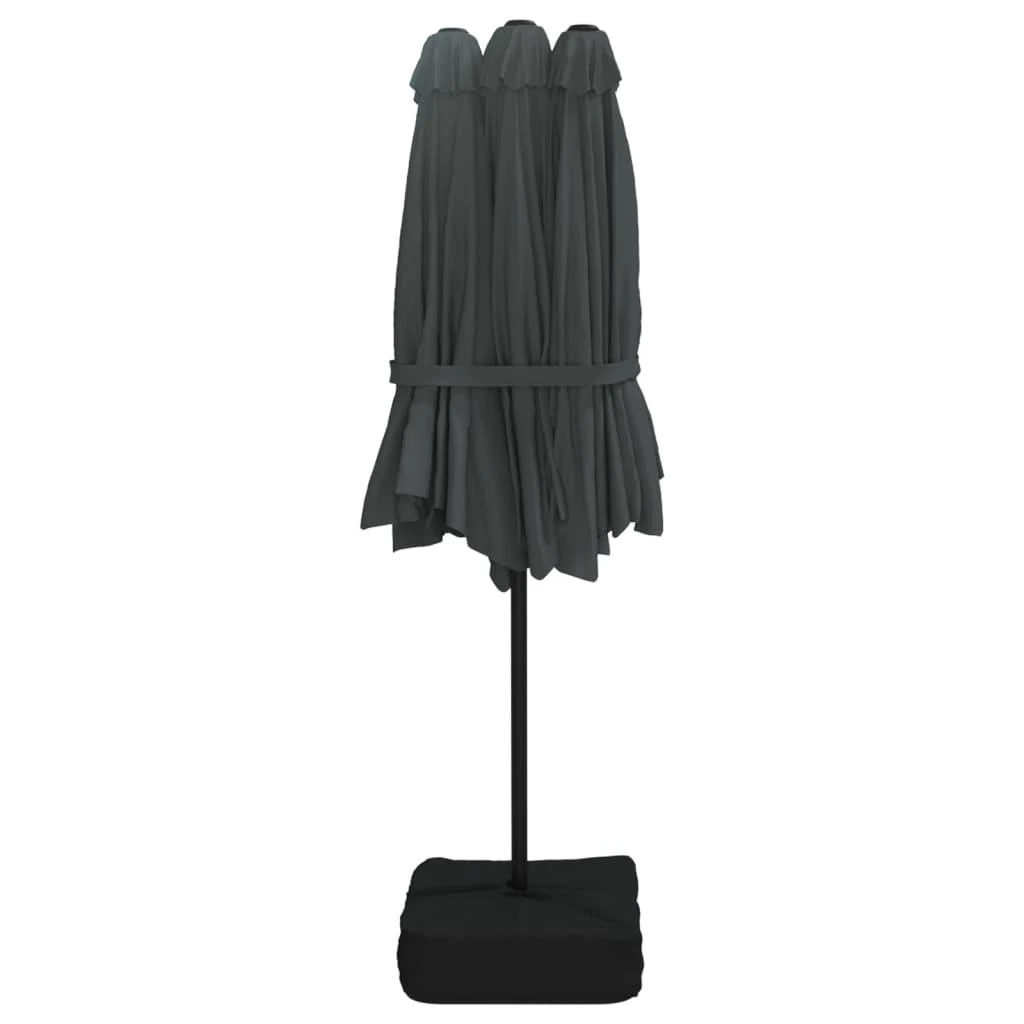 Dvigubas sodo skėtis nuo saulės su LED, antracito, 449x245cm