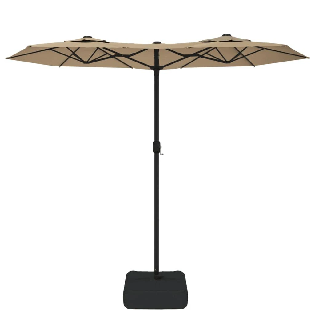 Dvigubas sodo skėtis nuo saulės su LED, taupe, 316x240cm