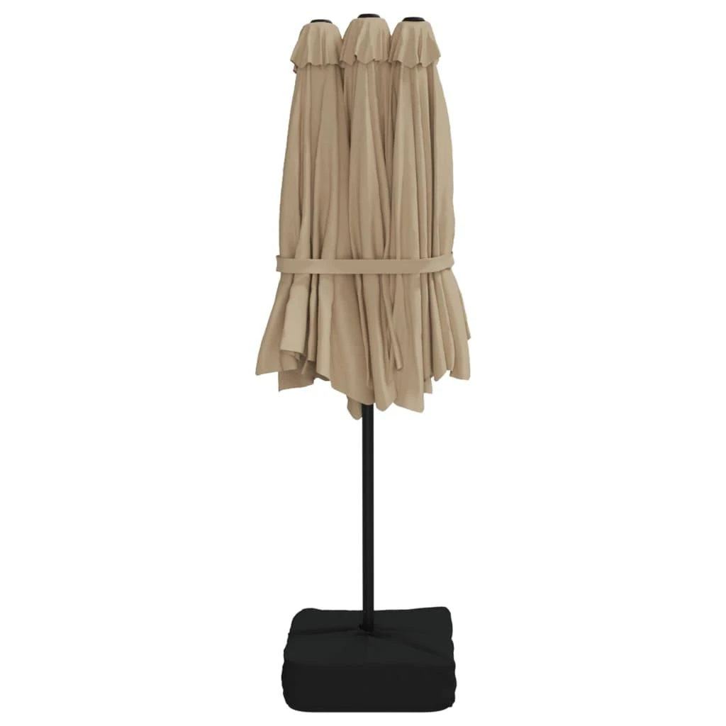 Dvigubas sodo skėtis nuo saulės su LED, taupe, 449x245cm