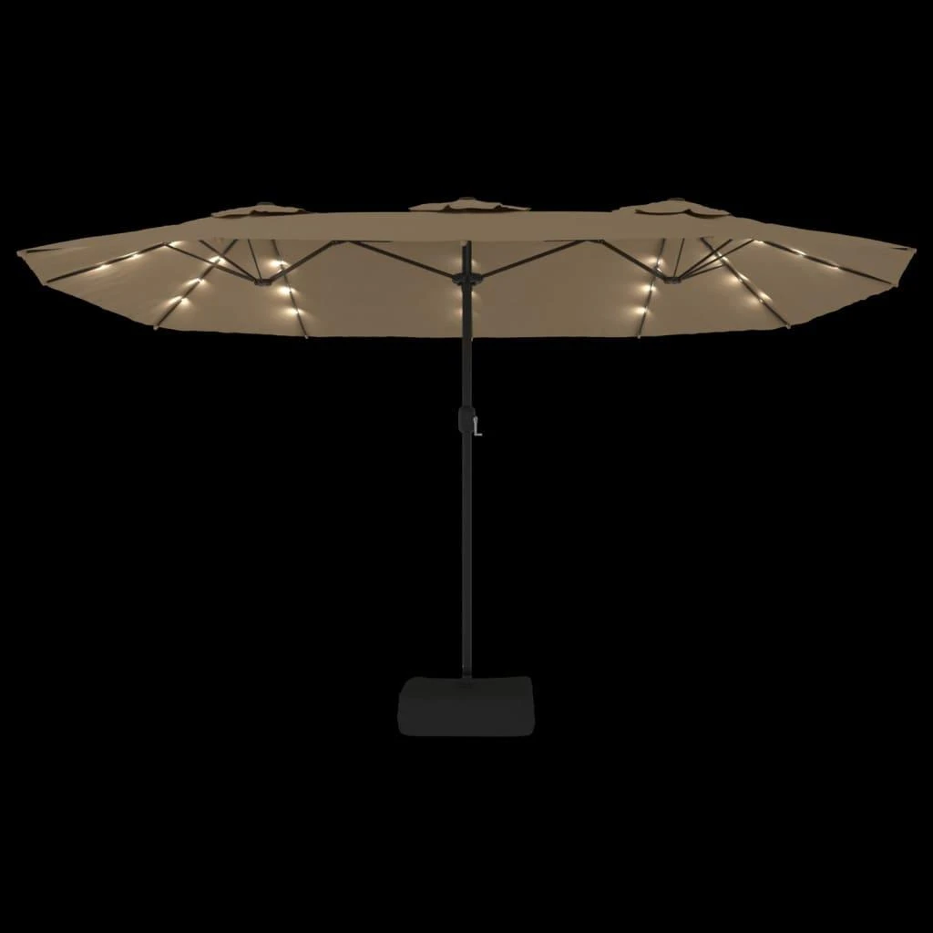 Dvigubas sodo skėtis nuo saulės su LED, taupe, 449x245cm